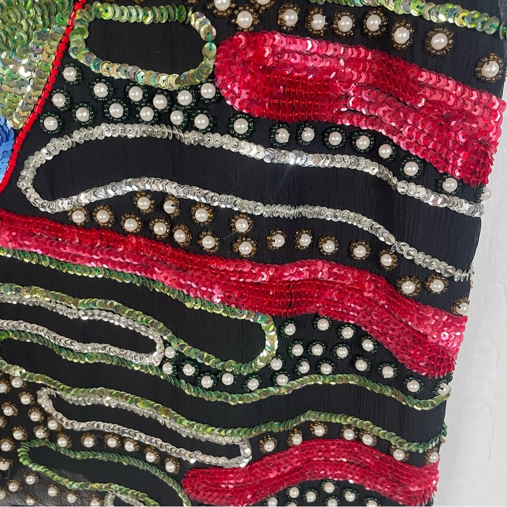Vintage Silk Floral Fully Beaded and Sequined Vest - Picture 10 of 10